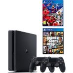 Sony Playstation 4 Slim 500 gb + 2. PS4 Kol + PS4 Pes 2020 + PS4 Gta 5 Siyah Oyun Konsolu