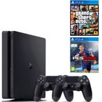 Sony Playstation 4 Slim 500GB + 2.Kol + GTA 5 + PES 2018