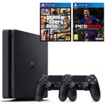 Sony Playstation 4 Slim 500GB + 2.Kol + PES 19 + GTA 5