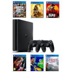Sony Playstation 4 Slim Kasa 500 Gb+yenilenmiş+2. Ps4 Kol + GTA 5 ve RDR 2 Dahil 6 Dijital Oyun