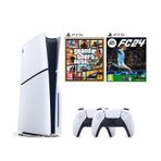 Sony Playstation 5 1 TB Slim CD Edition Konsol + 2. PS5 Kol + PS5 Gta 5 + PS5 Fifa 24 Oyunu