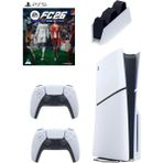 Sony Playstation 5 Cd'li Modeli + 2 Dualsense Kontrolcü + FC26 CD (Türkçe) + Şarj İstasyonu - 2. Kol Oyun Konsolu - Beyaz