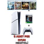 Sony Playstation 5 Slim CD Edition1 Tb +Ps5 5 Adet Oyun (Ithalatçı Garantili) - Beyaz