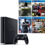 Sony PS4 Slim 1TB Oyun Konsolu+PS4 Pes 19+PS4 GTA 5+PS4 Uncharted 4+PS4 Cod