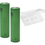 Sony Vtc6 Pil (2 Adet) & Batarya - Şarj Edilebilir (Şarjlı Pil) - 3000MAH Us 18650 Li-Ion Batarya + Pil Kutusu Hediyeli - Yeşil
