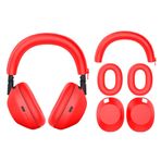 Sony WH-1000XM6 için Earpads Silikon Kılıf Kafa Bandı Koruyucu Muhafaza Kabuğu, Kulaklık Kulak Pedleri Kapak Minderleri Kulak Kupaları Kulaklık (Kırmızı 3 Parça Set)