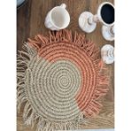 Sooboho & Soomood Sooboho Hasır Amerikan Servis Turuncu Hasır - Krem - Turuncu - 40 x 40 cm