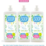 Soop Baby Bebek Sabun Bazlı Yüzey Temizleyici | %100 Doğal & Hipoalerjenik | Kokusuz İz Bırakmaz, Durulamasız | 3 x 1 L
