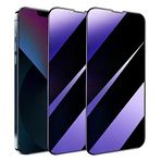 SOOPUR [2'li Paket iPhone 13 / iPhone 13 Pro/iPhone 14 ile Uyumlu Anti-Mavi Işık Gizlilik Ekran Koruyucu 6,1 inç, Çizilmeye Dayanıklı, Kırılmaz Temperli Cam Film, Yuvarlak Kenar Tam Kaplama