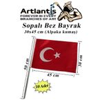 Sopali Bez Bayrak 30X45 Cm 10 Adet Sapli Bayrak Ay Yildiz Plastik Citali 30*45 Bez Bayrak Mill Bayram Kutlama