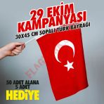 Sopalı Türk Bayrağı 30x45 cm Alpaka Kumaş 50 Adet+5 Adet HEDİYE
