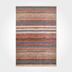 Sophie Kahverengi Çizgili Modern Geometrik Etnik Desenli Boho Makinada Yıkanabilir Hav Toz Vermez Leke Tutmaz Kaymaz Taban Dijital Makine Baskı Halı Oturma Odası Salon Yolluk Koridor Mutfak Halısı