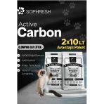Sophresh Aktif Karbonlu Topaklanan Kedi Kumu 2X10 L – %100 Doğal Bentonit, Güçlü Topaklanan