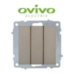 Sora Home Antrasit Üçlü Anahtar Çerçevesiz Grano - Priz ve Anahtar Için Uyumlu Çerçeve - Standart - 001-Renkli