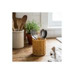 SORA HOME ® Yuvarlak Hasır Dokulu Plastik Rattan Kaşıklık & Çatallık – Askılı Kendiliğinden Tutmalı Ç