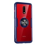 SORAKA OnePlus 6T/OnePlus 7 için kılıf, 360 derece dönebilen halka standlı, sert polikarbonat, şeffaf kapak + silikon çerçeve, metal plakalı şeffaf kılıf, cep telefonu tutucu, otomobil, mıknatıslı