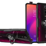SORAKA Xiaomi Mi 9T/Mi 9T Pro için kılıf, 360 derece dönebilen halka standlı, sert polikarbonat, şeffaf kapak + silikon çerçeve, metal plakalı şeffaf kılıf, cep telefonu tutucu, otomobil, mıknatıslı
