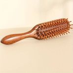 Sorendy Ahşap Dişli Saç Fırçası Doğal Saç Açıcı Kadın Saç Derisi Masaj Tarağı 19 cm AF-102 - Ahşap Renk