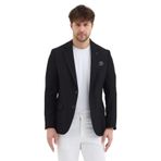 Sorex Erkek Siyah Poliviskon Kumaşlı Slim Fit Kendinden Mendilli Mono Yaka Spor Blazer Ceket Siyah 58