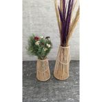 Sorgun Kadın Kooperatifi Halatlı Dekoratif Bambu Vazo İkili Set (25 cm - 38 cm)