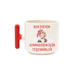 Sormadığın İçin Teşekkürler Baskılı Komik Kırmızı T Kulp Latte Fincanı Kupa Bardak, QB1L8070-KR