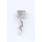 Sortie Aksesuar Zirkon Taşlı Yılan Figürlü Paslanmaz Çelik İtalyan Charm Bileklik Kişiselleştirme Eki Link