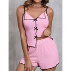 Şortlu Pijama Takımı , Ince Askılı Kadın Gecelik - Pembe