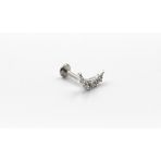 Sose Moda Gümüş Işıltılı Ay Model Tragus & Helix Piercing – Anti Alerjik, Kararma Yapmaz, 8 mm Bar