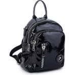Sose Moda Nas Bag Kadın Dönüştürülebilir Sırt ve Omuz Çantası Şık Geniş Fermuarlı Çanta (24X31X14 Cm) Siyah Krsk Rugan - 0 - Siyah