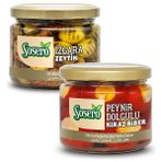 Sosero Peynir Dolgulu Kiraz Biber 290 gr & Izgara Zeytin 290 gr ( Ikisi Bir Arada ) - 580 gr