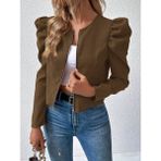 Sosostyle Kadın Uzun Kollu Önden Fermuarlı Balon Kol Süet Ceket - Siyah - 2XL - 3XL