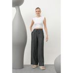 SOUL Kadın Antrasit Oversize Desenli Normal Bel Pantolon, L