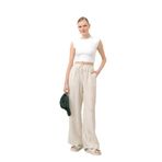 SOUL Kadın Oversize Desenli Pantolon, Stone, XL