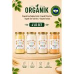 Soul Kitchen Organik Ürünler Organik Sertifikalı İnce İrmik Pirinç Unu Tarhana Tam Yulaf Unu 4’lü Cam Set