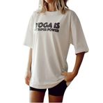 Soul True Kadın%100 Pamuk Bisiklet Yaka Oversize Boyfriend Yarım Kollu Yoga (Beyaz)