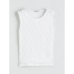 Soulife Bisiklet Yaka Dokulu Kadın Atlet - Beyaz - 2XL