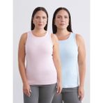 Soulife Büyük Beden Bisiklet Yaka Kadın Atlet 2'li - Pembe - 2XL
