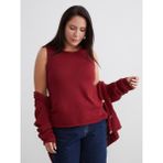 Soulife Büyük Beden Bisiklet Yaka Kadın Triko Kazak - Bordo - 5XL