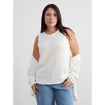 Soulife Büyük Beden Bisiklet Yaka Kadın Triko Kazak - Ekru - 2XL