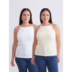 Soulife Büyük Beden Halter Yaka Kadın Atlet 2'li - Beyaz - 5XL