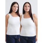 Soulife Büyük Beden Kare Yaka Kadın Atlet 2'li - Beyaz - 6XL