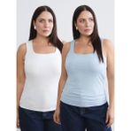 Soulife Büyük Beden Kare Yaka Kadın Atlet 2'li - Mavi - 2XL