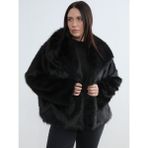 Soulife Büyük Beden Şal Yaka Kadın Kürk Mont - 2XL - Siyah