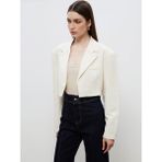 Soulife Crop Kadın Blazer Ceket - Standart - Bej