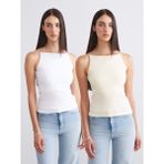 Soulife Halter Yaka Askılı Kadın Atlet 2'li - Beyaz - M