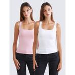 Soulife Kare Yaka Kadın Atlet 2'li - Pembe - XL