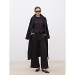 Soulife Loose Fit Krep Kadın Pileli Pantolon - Siyah - 34