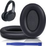 SOULWIT Kulak Pedleri Yastıkları için Sony WH-1000XM3 (WH1000XM3) Kulak Üstü Kulaklıklar, Daha Yumuşak Protein Derili Kulak Yastıkları, Gürültü Yalıtımı Bellek Köpüğü, Ek Kalınlık(Siyah)