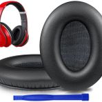 SOULWIT Yedek Kulak Pedleri Minderler için Monster Beats Studio 1.0 (1 st Gen) kulaklıklar, Yumuşak Protein Derili Kulak Yastıkları-Siyah