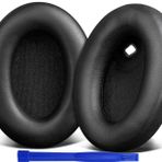 SOULWIT Yedek Kulak Yastıkları için Sony WH-1000XM4 (WH1000XM4) Kulaklıklar, Gürültü İzolasyonlu Köpüğü ile Kulak Pedleri Yastıkları, Sensörü Etkilemeden Ek Kalınlık-Siyah